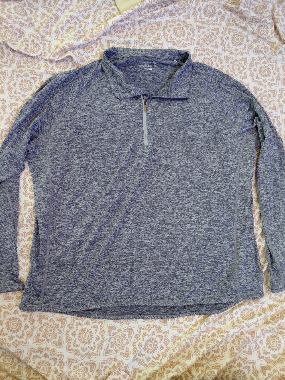 Peter Millar Heathered Blue Quarter-Zip Pullover